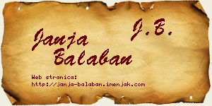 Janja Balaban vizit kartica